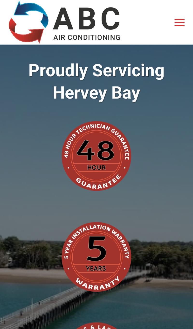 ABC Air Conditioning mobile view