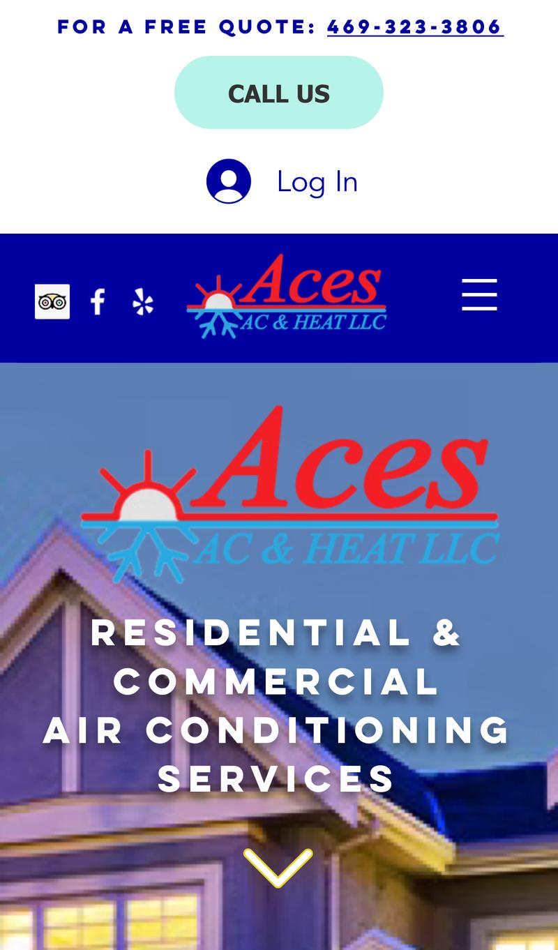 Aces HVAC mobile view