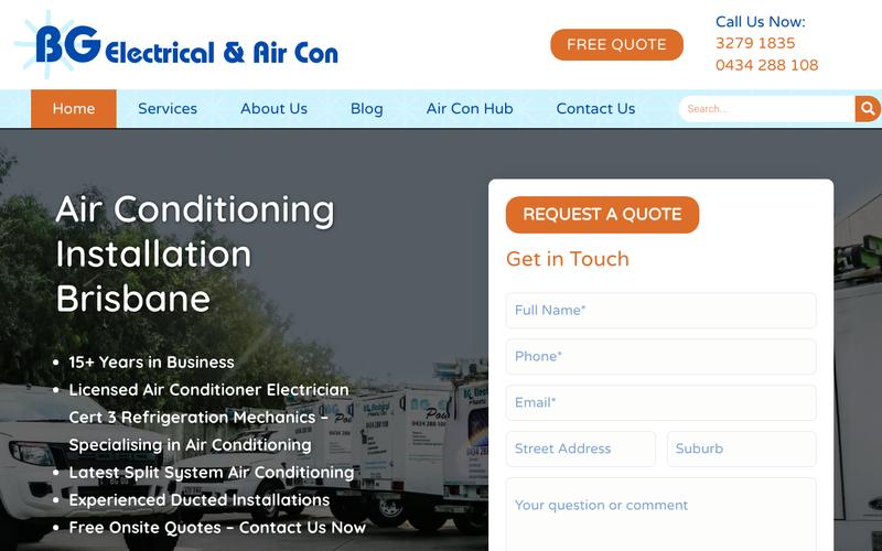 BG Electrical & Air Con homepage