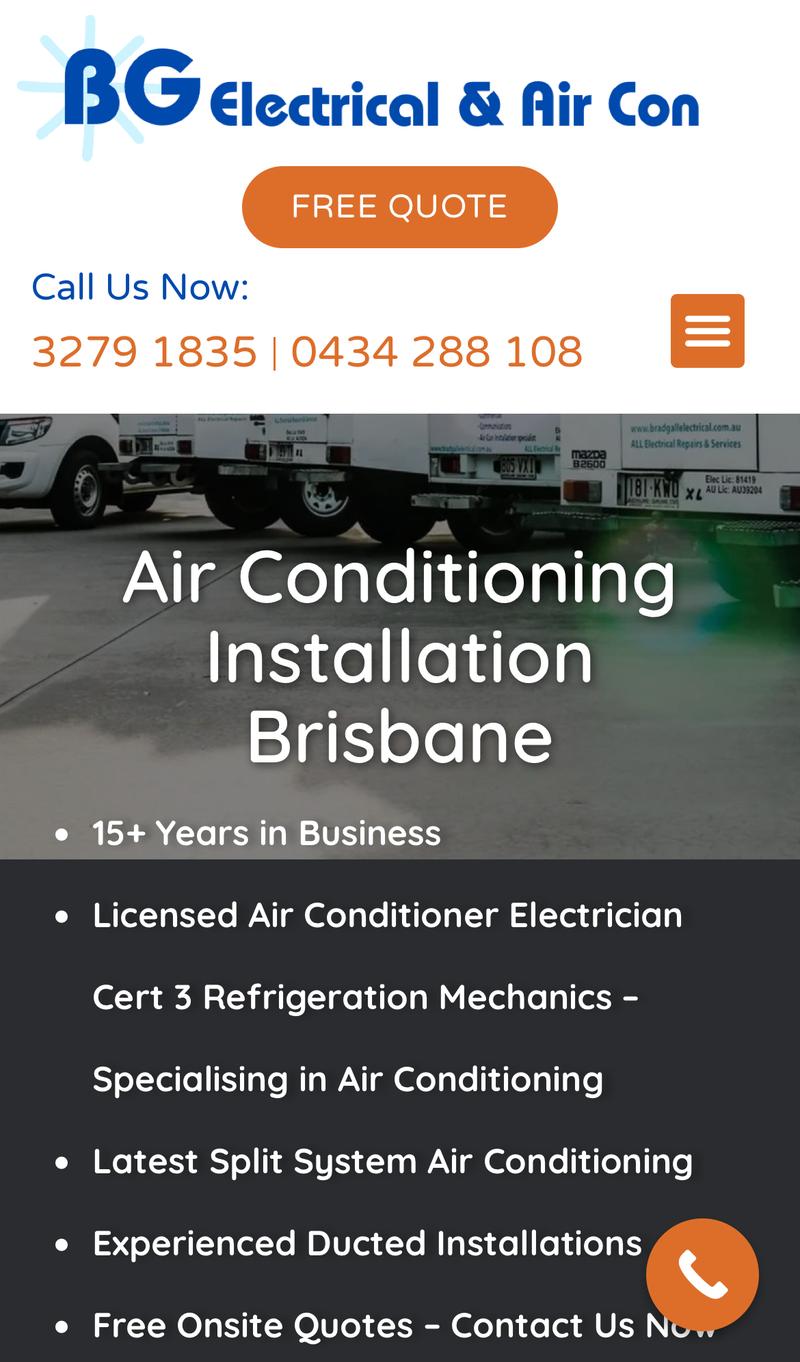 BG Electrical & Air Con mobile view