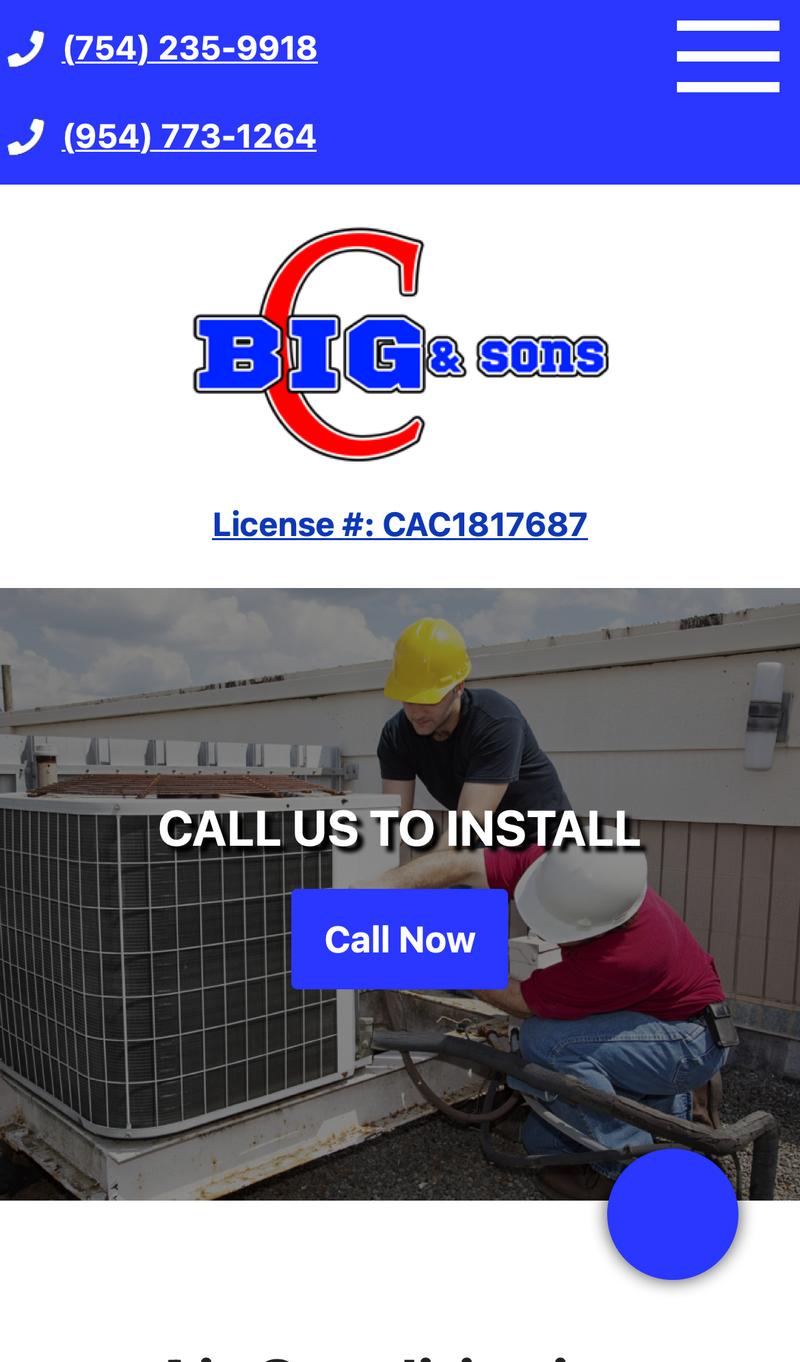 Big C & Sons mobile view