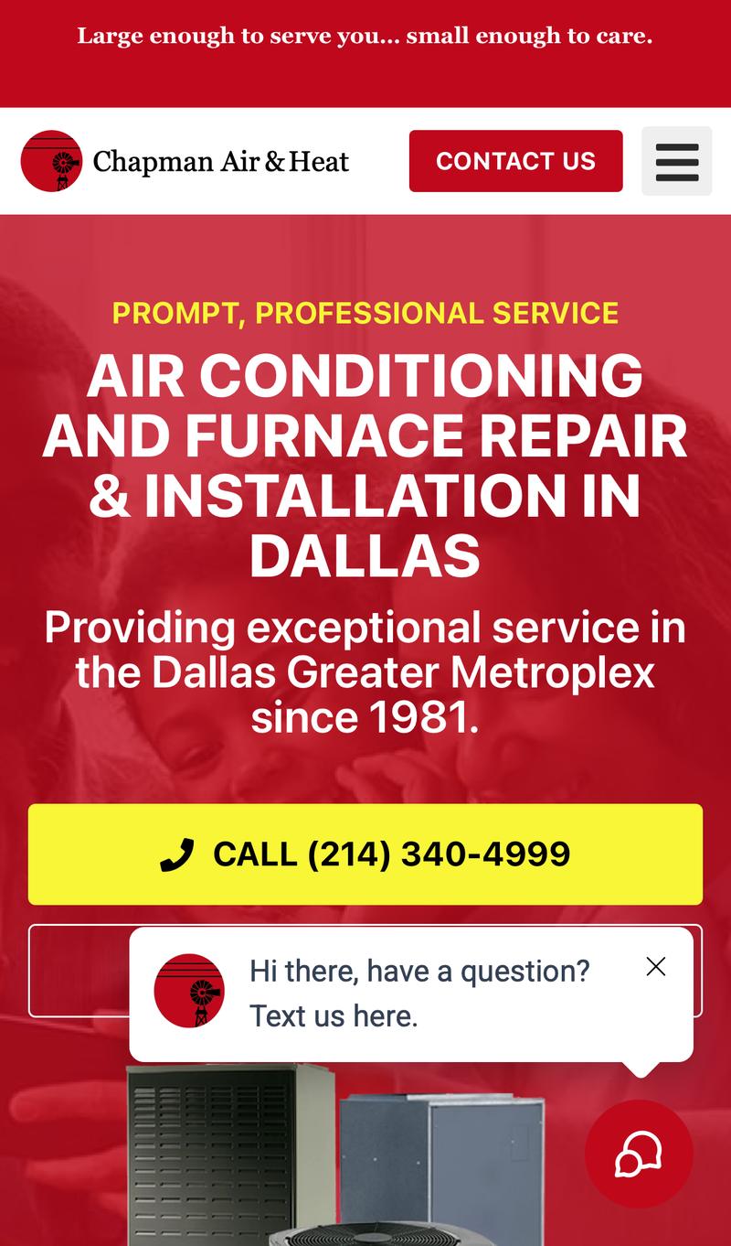 Chapman HVAC mobile view