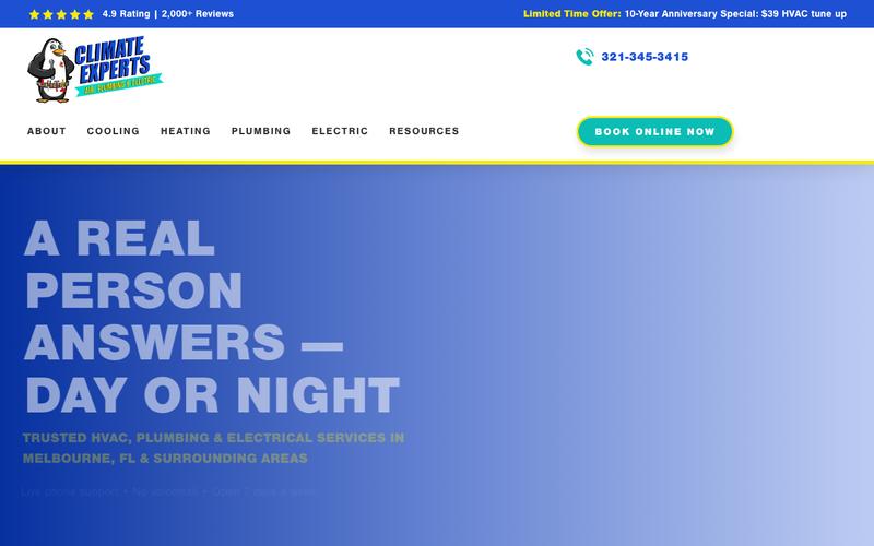 Climate Experts Air Plumbing & Electric homepage