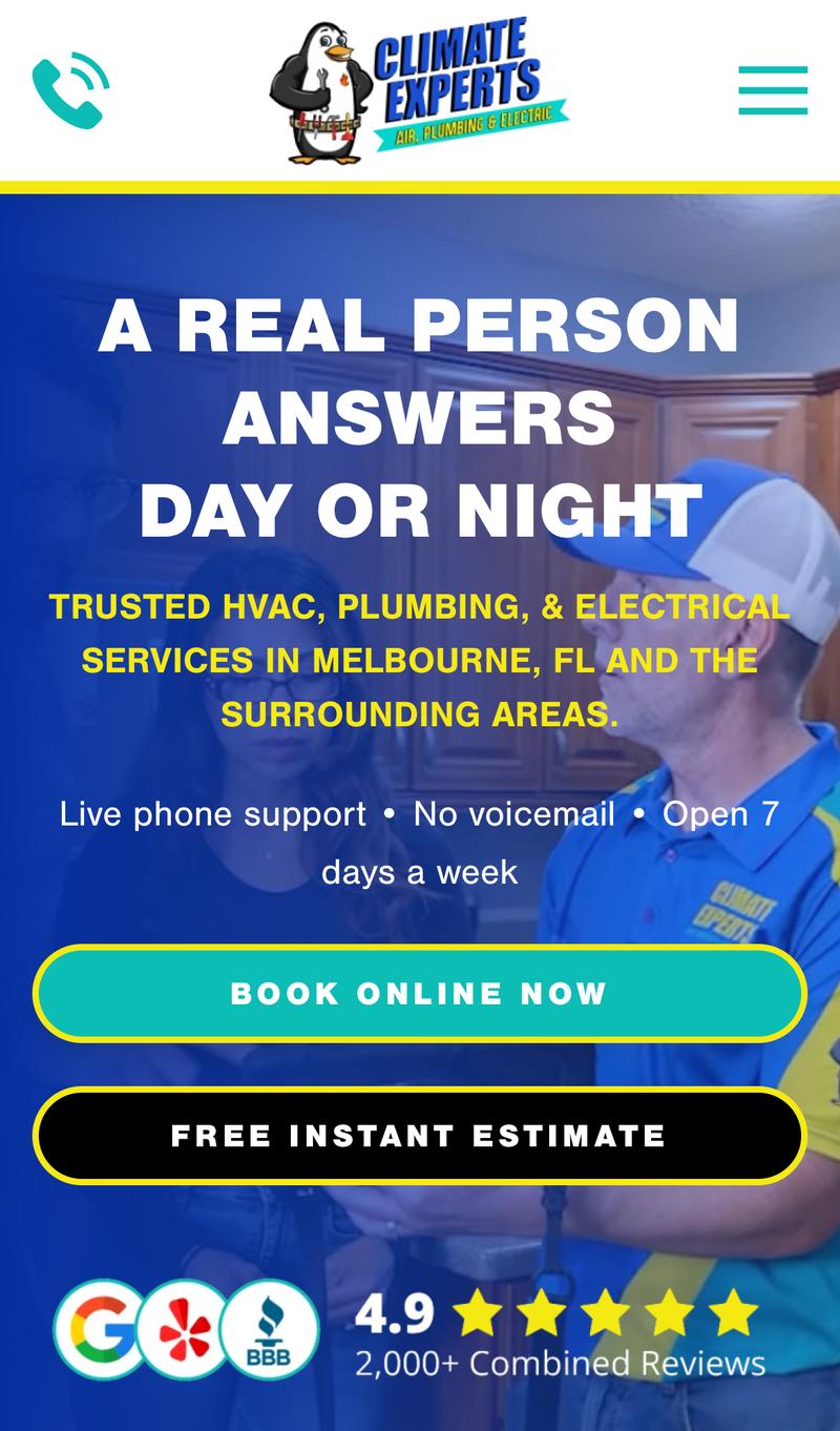 Climate Experts Air Plumbing & Electric mobile view