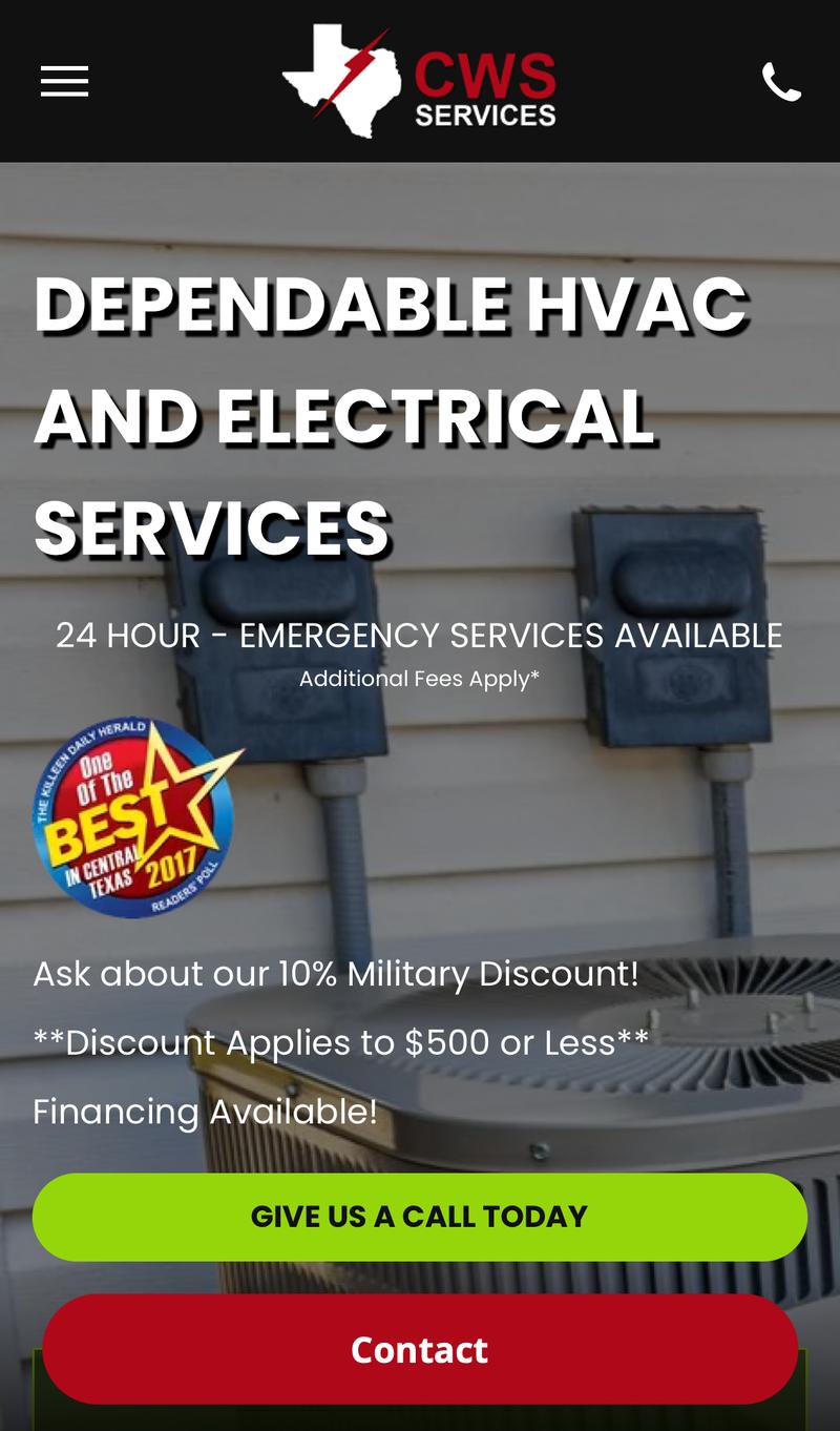 CWS Services mobile view