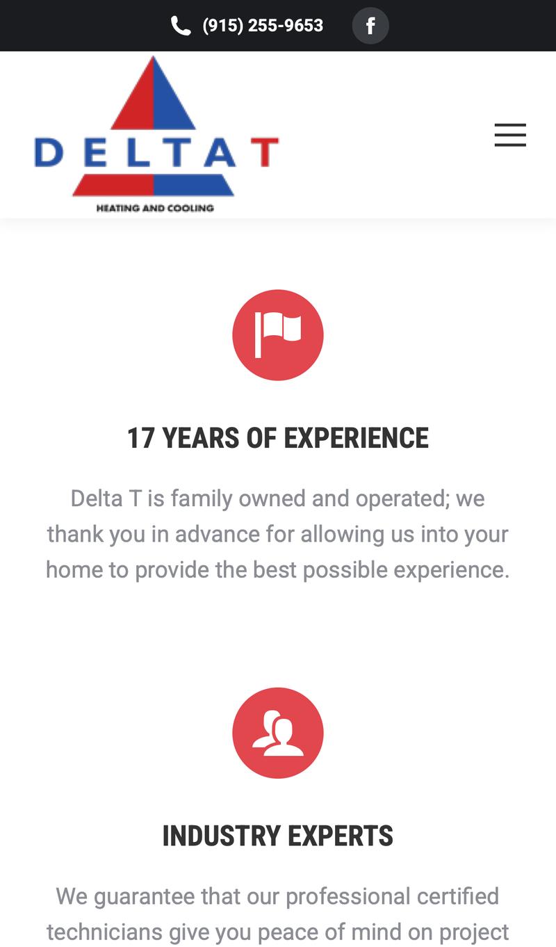 Delta T Heating & Cooling mobile view
