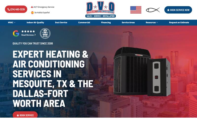 DVO Heating & Air Conditioning homepage