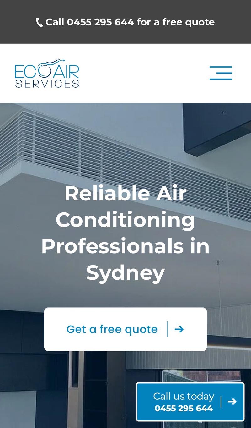 Eco Air Services mobile view