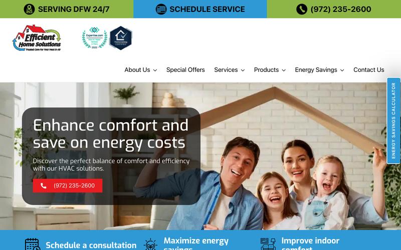 Efficient Home Solutions homepage