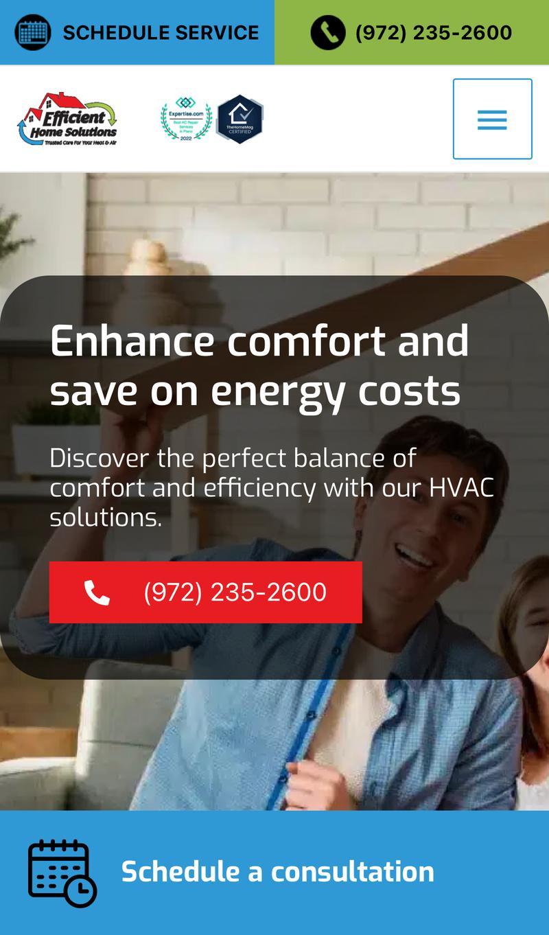 Efficient Home Solutions mobile view