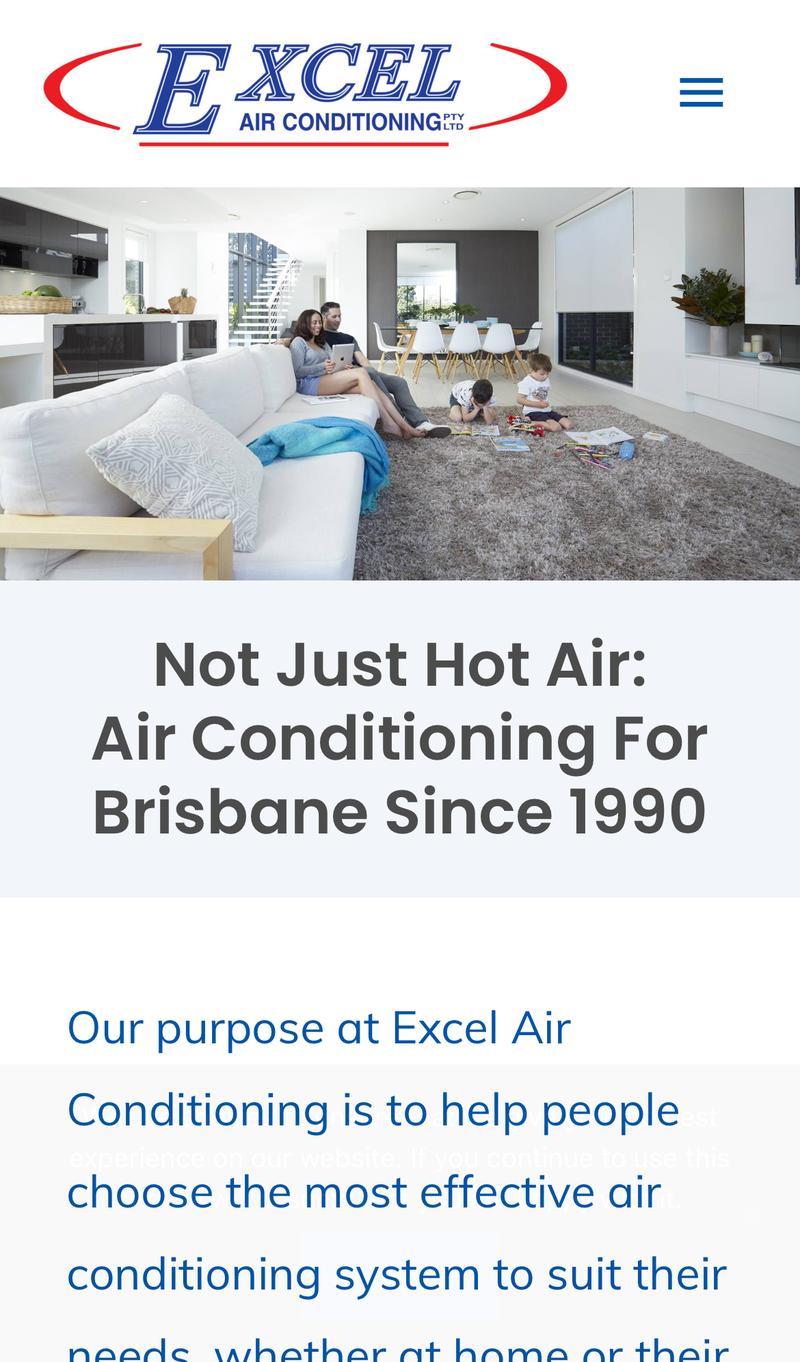 Excel Air Conditioning mobile view