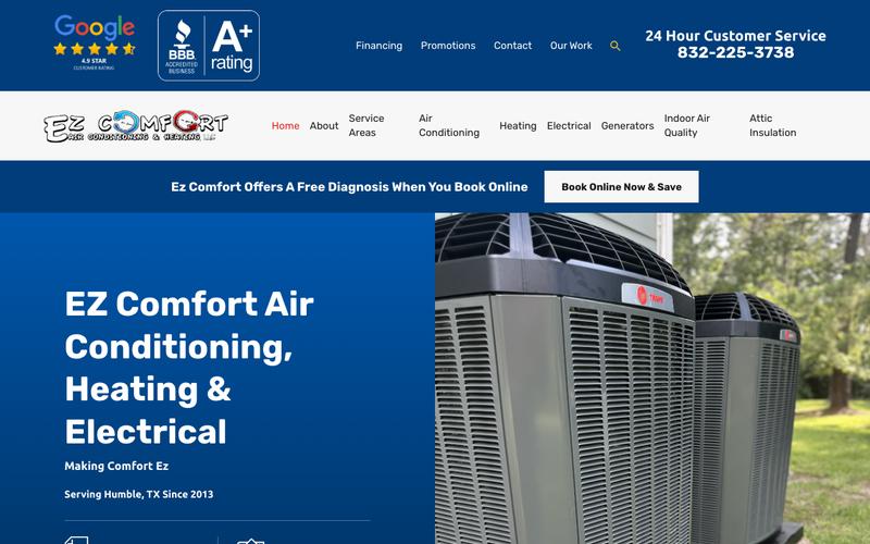 EZ Comfort Air Conditioning & Heating homepage