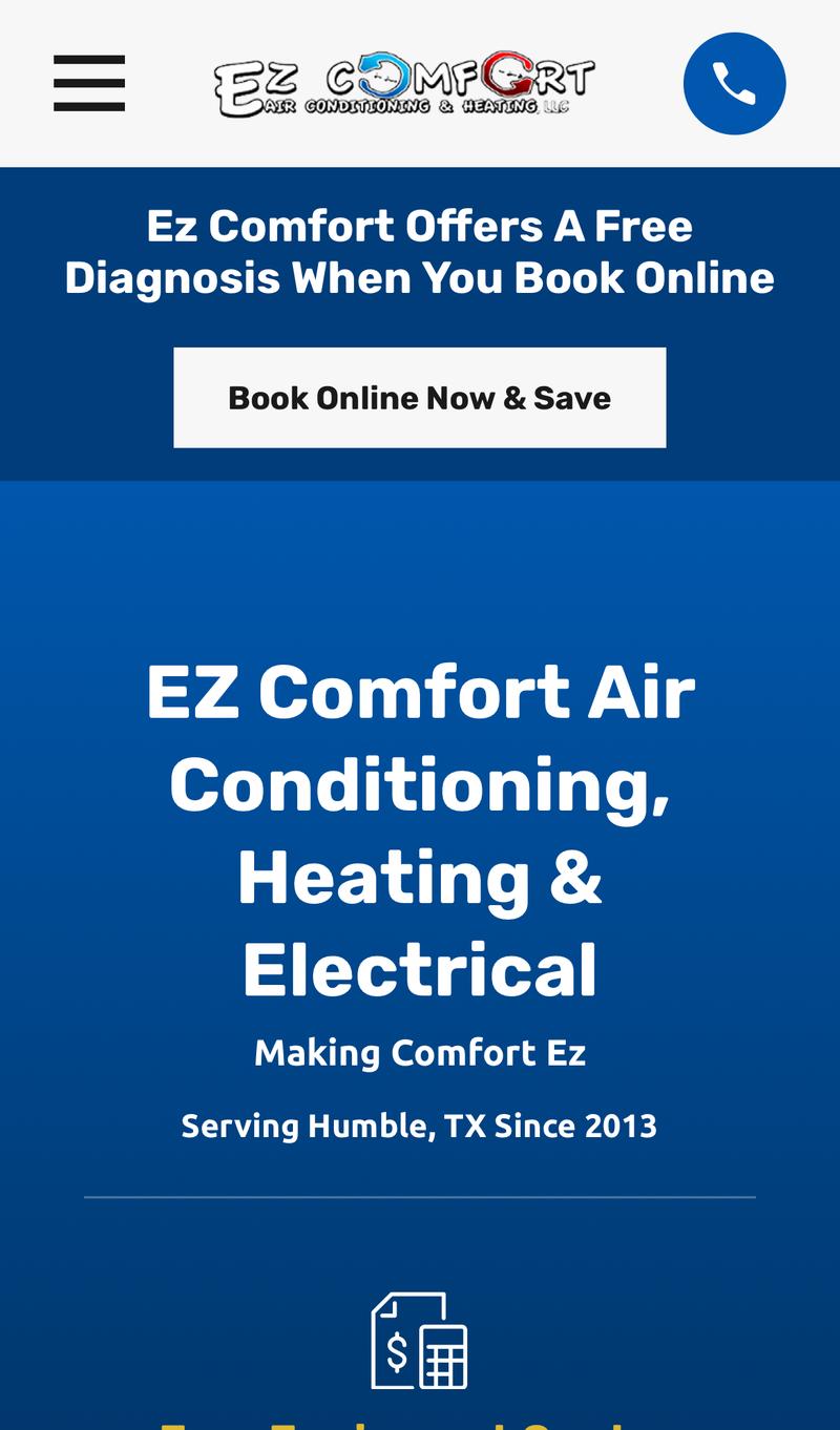 EZ Comfort Air Conditioning & Heating mobile view