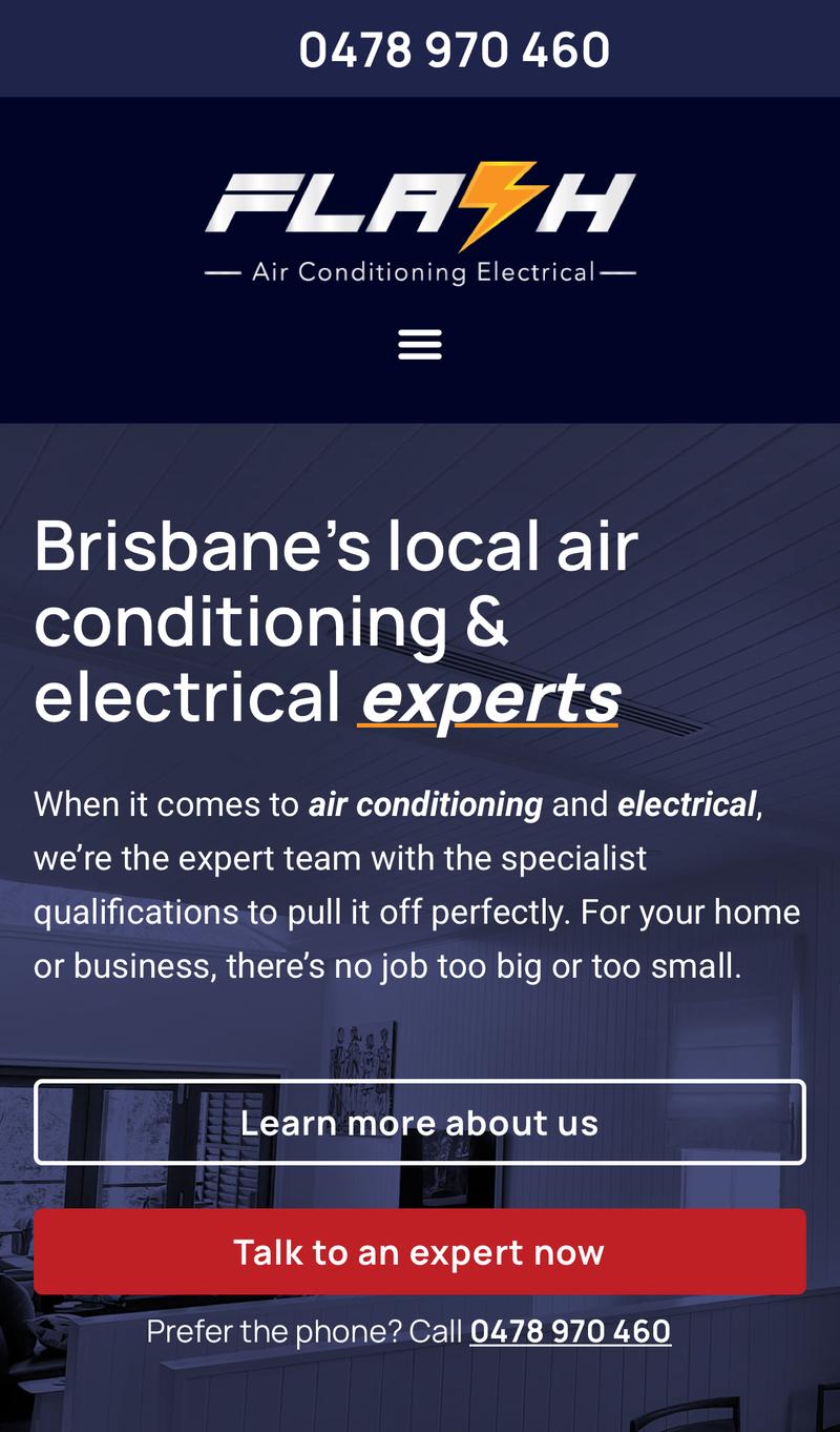 Flash Air Conditioning and Electrical mobile view