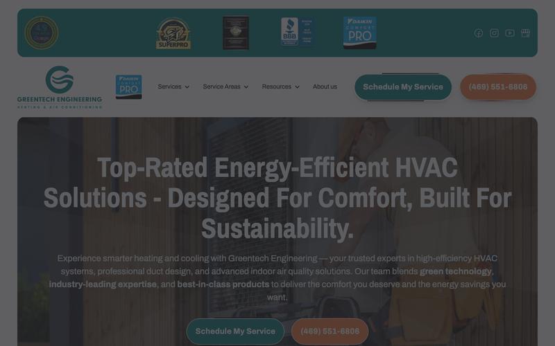 Greentech Engineering Heating & AC homepage