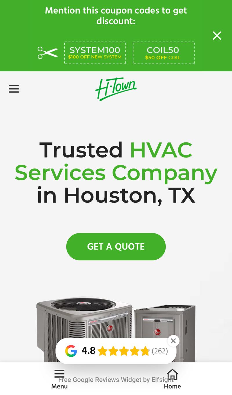 H-Town AC Repair mobile view