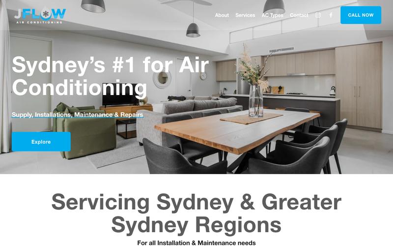 JFlow Air Conditioning homepage