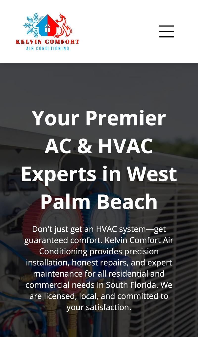 Kelvin Comfort Air Conditioning mobile view