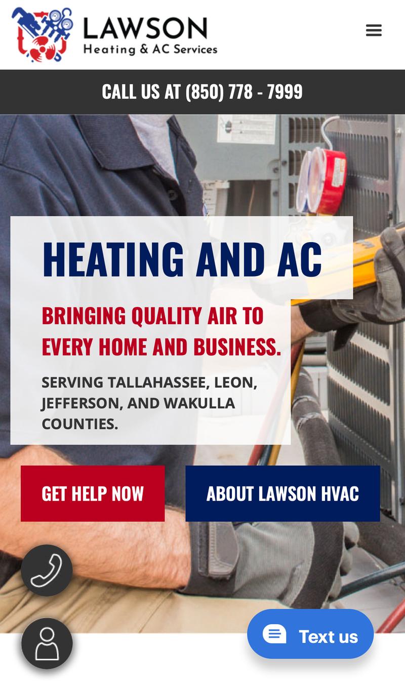 Lawson HVAC Services mobile view