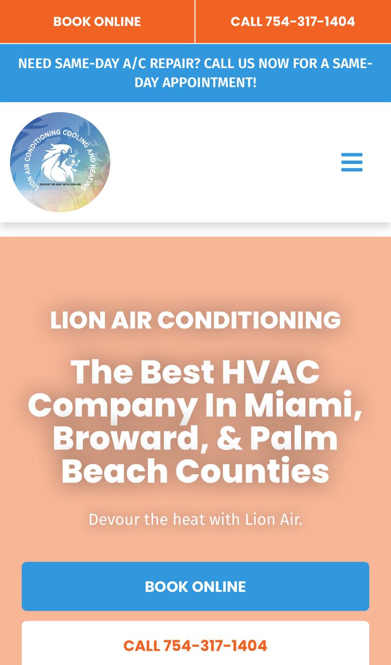 Lion Air Conditioning mobile view