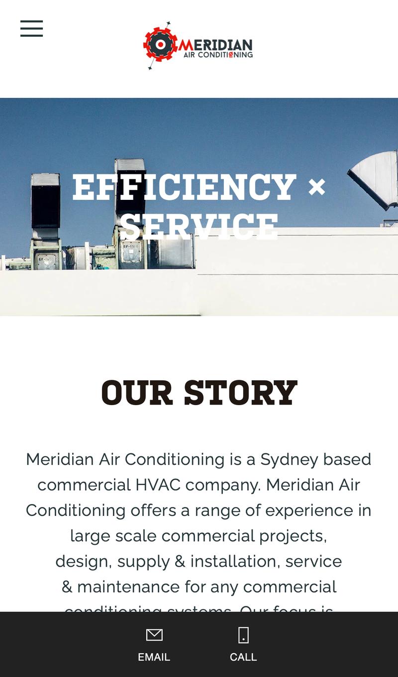 Meridian Air Conditioning mobile view