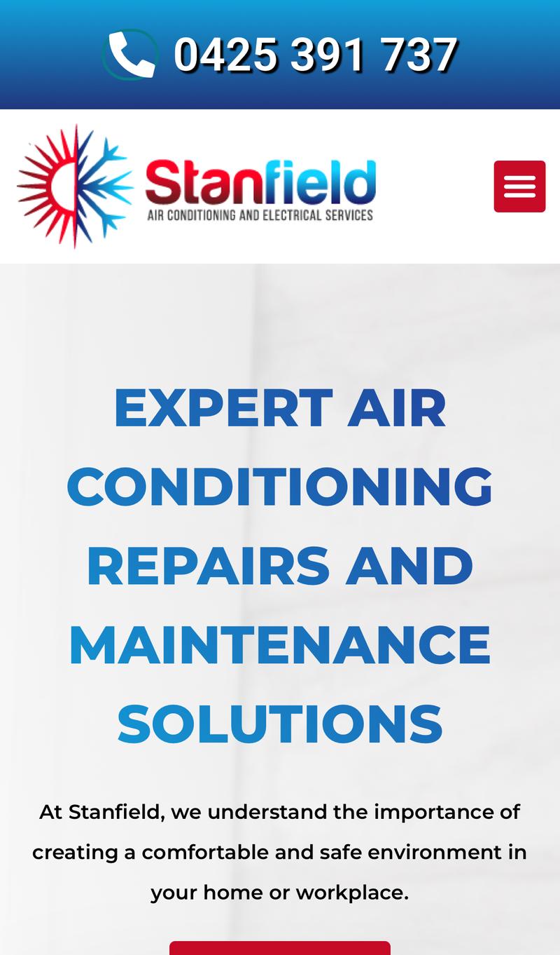 Stanfield Air Conditioning mobile view