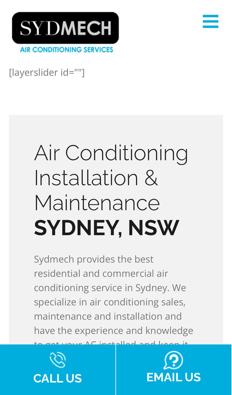 SYD Mech Air Conditioning mobile view