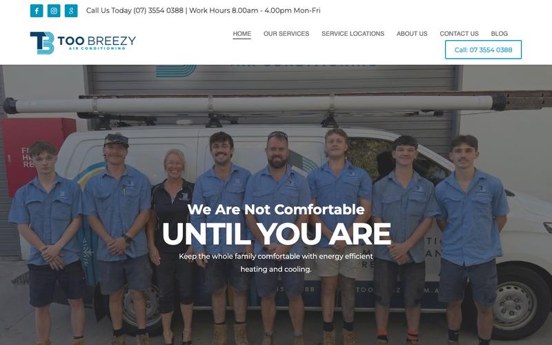 Too Breezy Air Conditioning homepage