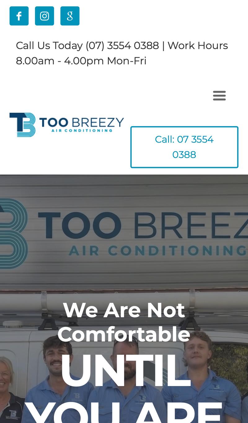 Too Breezy Air Conditioning mobile view