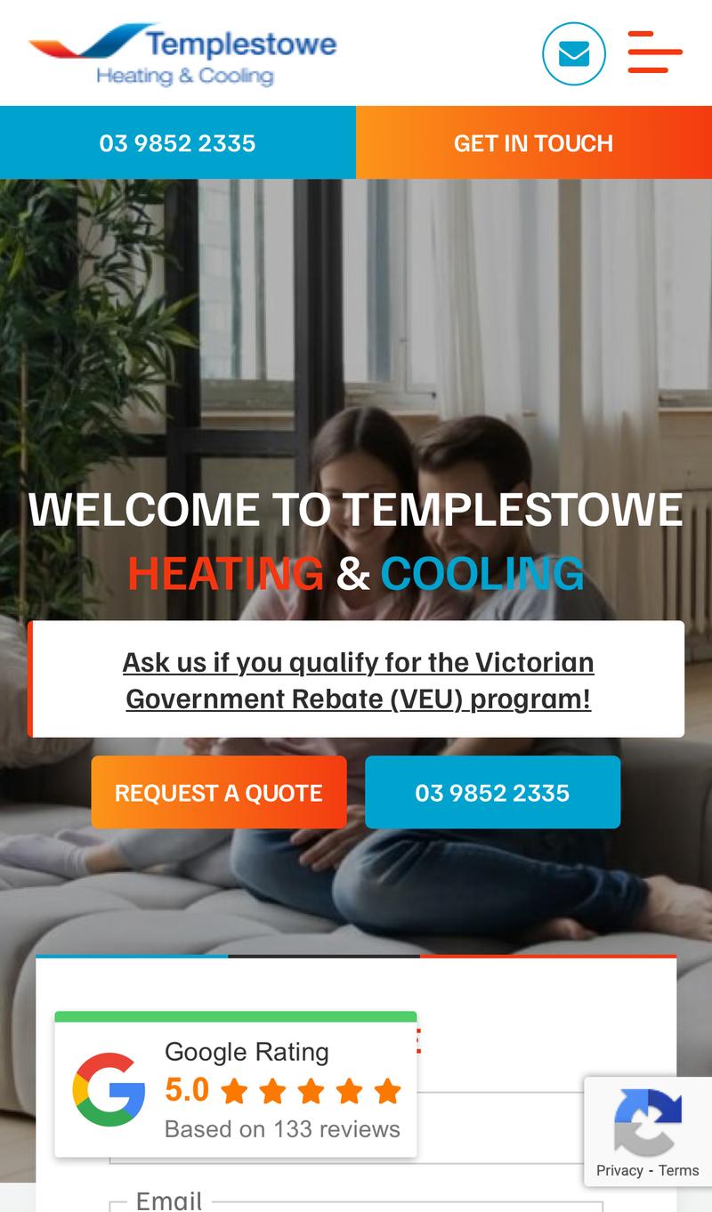 TTV Heating and Cooling mobile view